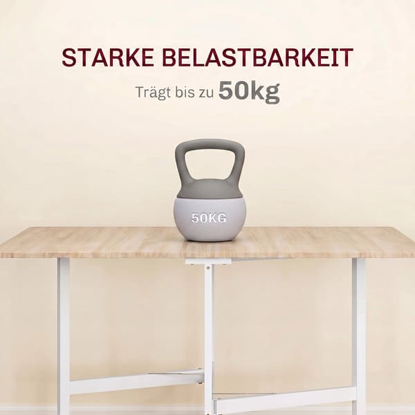 Sammenklappeligt spisebord til 6 personer, egetræ, 6 låsbare hjul