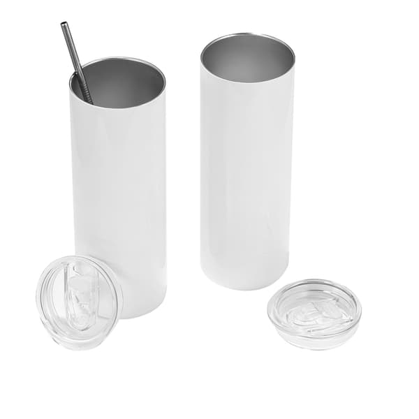 Sublimeringsglas, 4-pack 20 oz rostfritt stål, lock och sugrör