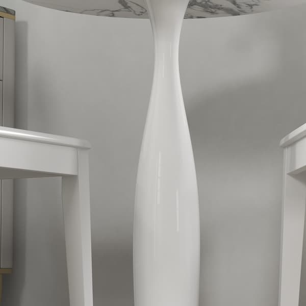 Rundt spisebord, Hvid MDF-plade, understel af stål, Ø70 cm