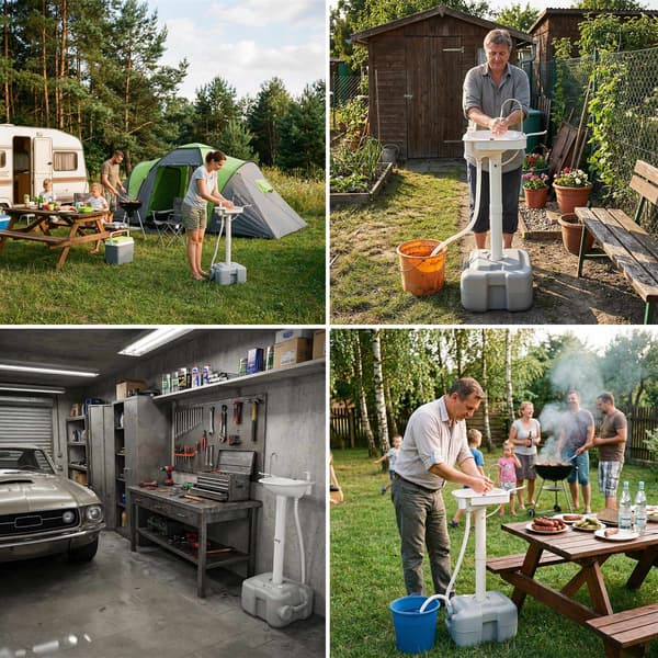 Bærbar campingvask, 20L tank, USB-pumpe
