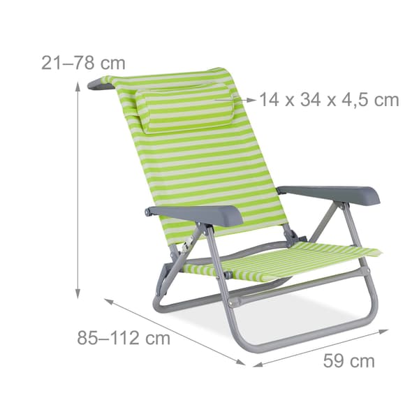 Strandstol med nakkepude - foldbar