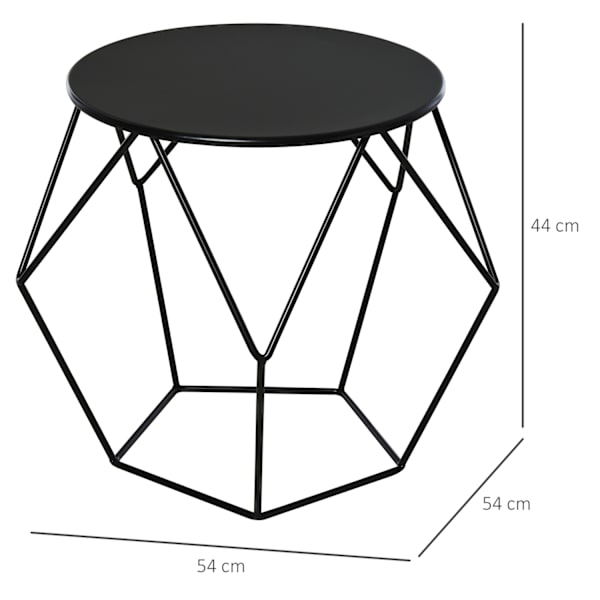 Rundt Sofabord Med Opbevaringssidebord & Indskudsbord, Metalkurvedesign, Til Stue Og Soveværelse, 51X51X44 Cm