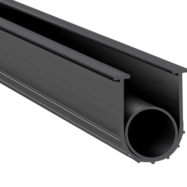 Garageports bundtætning, U+O, 10 ft, 8 mm, sort
