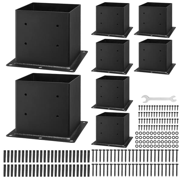 4x4 stolpfästen, 8-pack kolstål, svarta