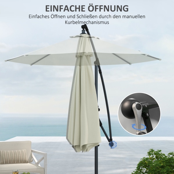 Ø293 Cm Cantilever Paraply Med Krydsbund, Parasol Med Håndsving,