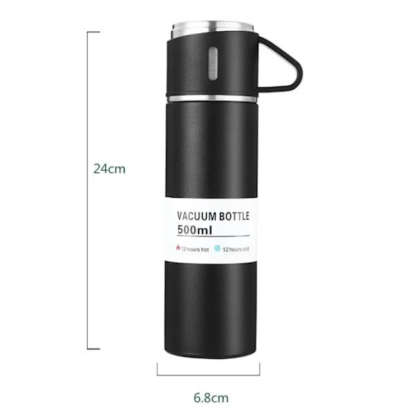 Herzberg HG-04210: Vakuumisoleret rejsetermokolbe i rustfrit stål - 500 ml