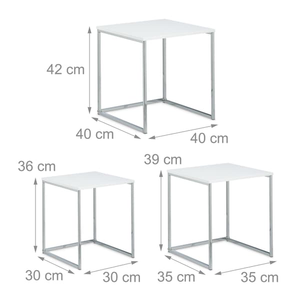 Sidobord i set om 3 med metallben