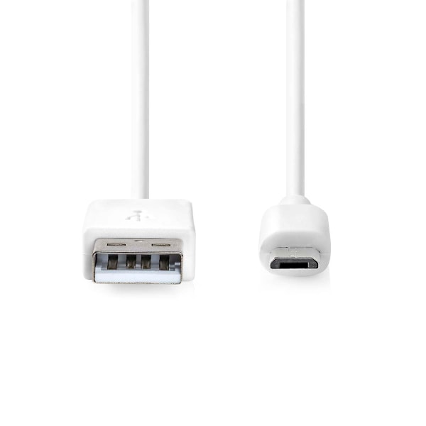 USB-kabel | USB 2.0 | USB-A Hane | USB Micro-B Hane | 480 Mbps | Nickelplaterad | 1.00 m | Rund | PVC | Vit | Låda