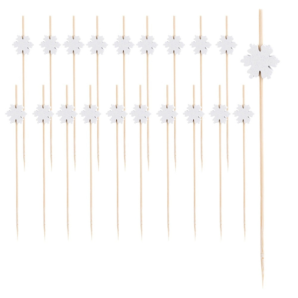 Bambu Snöflinge Cocktailpinnar, 12 cm, 20-pack