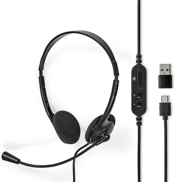 PC-headset | On-Ear | Stereo | USB Type-A / USB Type-C™ | Fold-Away Mikrofon | Sort
