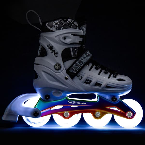 Inline/skridskor, 4-i-1, vit LED, storlek L (39-42)