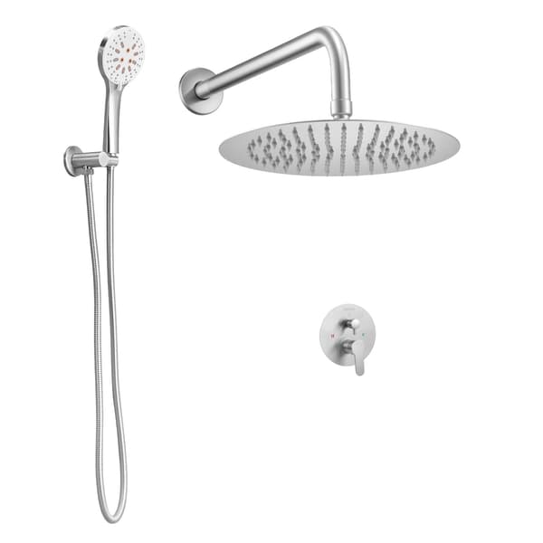 Regnbrusersystem, 25 cm hoved, håndholdt, børstet nikkel