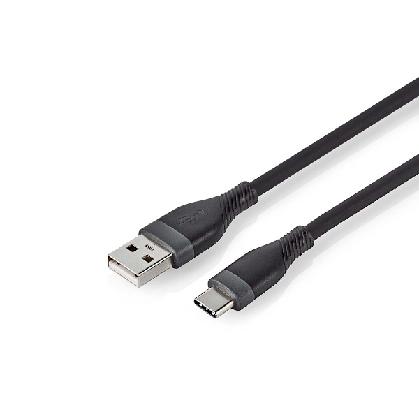 USB-kabel | USB 2.0 | USB-A Han | USB-C™ Han | 15 W | 480 Mbps | Nikkelplateret | 1.50 m | Runde | Silikone | Sort | Box
