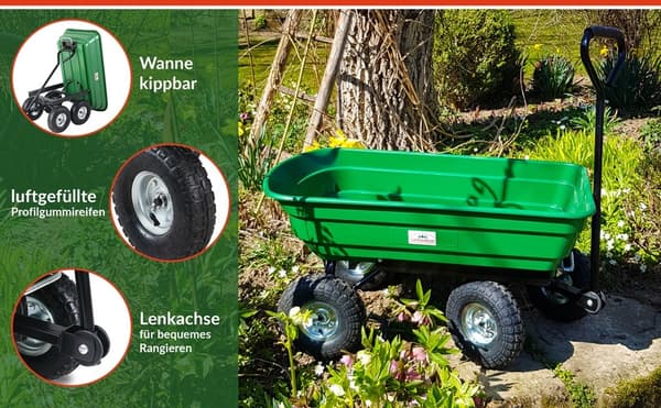 Havevogn Grøn 300 kg 75 l
