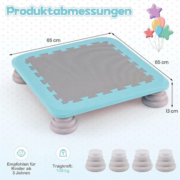 Mini-studsmatta för barn, 65 cm med halkfria fotplattor, blå