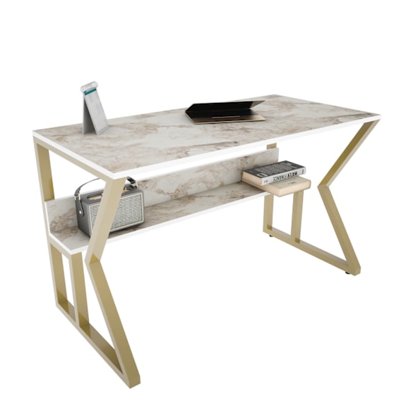 Study Desk Wake - valkoinen, kulta