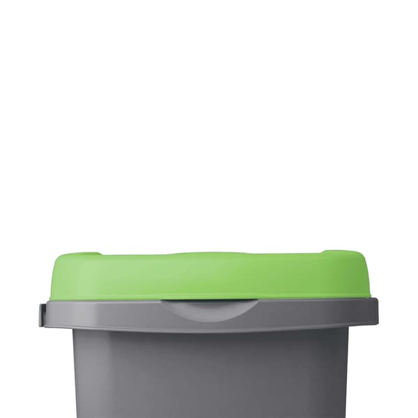 25L plastik affaldsbeholder med låg – grå/grøn