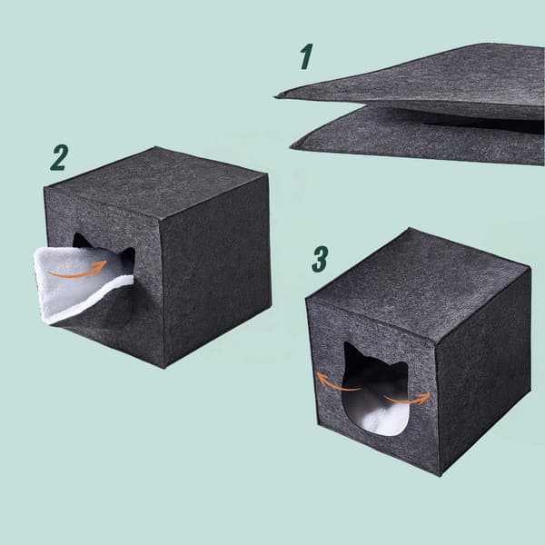 Filt kattehulekube – foldbar, inklusive pude