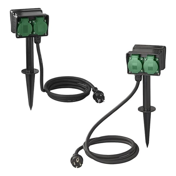 Trädgårdsuttag Schuko 4-vägs 2M 3x2,5mm²