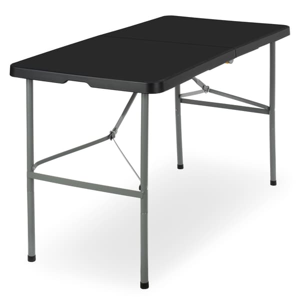 Sammenklappeligt cateringbord, sort, 122 cm, HDPE-plade