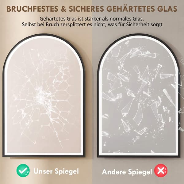 LED badeværelsesspejl 60x90 cm, front- og bagbelyst, sort
