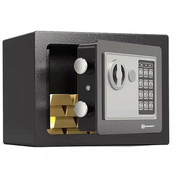 Herzberg HG-03848: Elektronisk digital sikkerhedsboks i stål - 17x23x17 cm