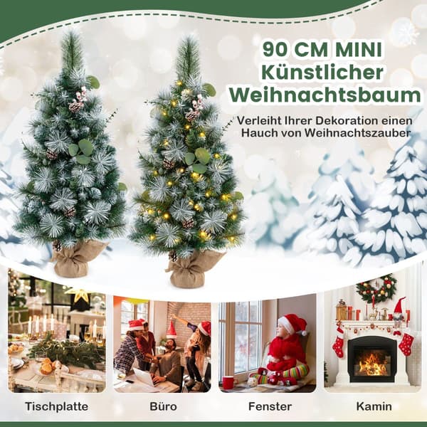 90 cm kunstigt juletræ med timer og forbelysning