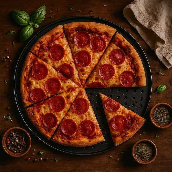 Pizzabageplader sæt med stativ – non-stick, perforeret