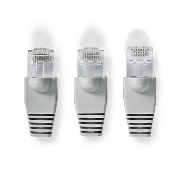 RJ45-liitin | Uros | Kiinteä UTP CAT6 | Suora | Kullattu | 10 kpl | PVC | Harmaa | Laatikko