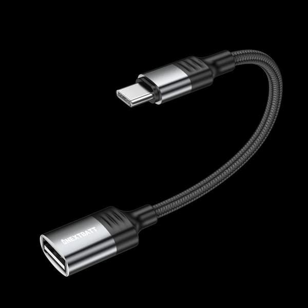 NEXTBATT USB-C till USB-A OTG-adapterkabel - Svart/Grå
