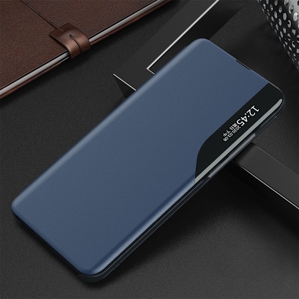 Cover til Samsung S24 Ultra med klap og stativ Eco Leather View Case blå