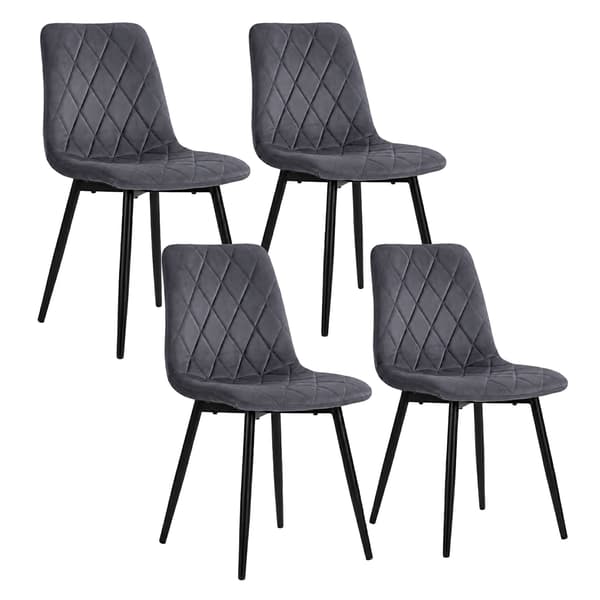 Matstolar i sammet, antracit, 4-pack, klädda