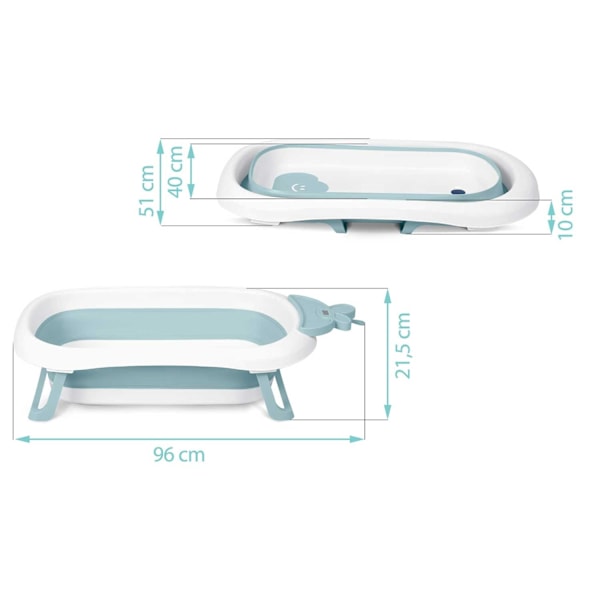 Babybadekar med termometer RK-282 Hvid/Blå