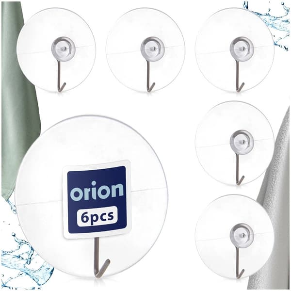 Sugkoppskrokar, 4,5 cm, 6-pack, rostfritt stål