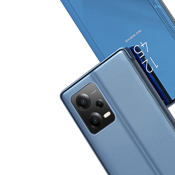 Glossy Flip Case til Xiaomi Redmi Note 12 5G / Poco X5 Pro 5G Clear View Case Blå