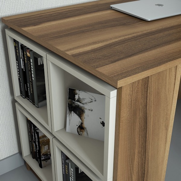Study Desk Box - Valnød, Creme