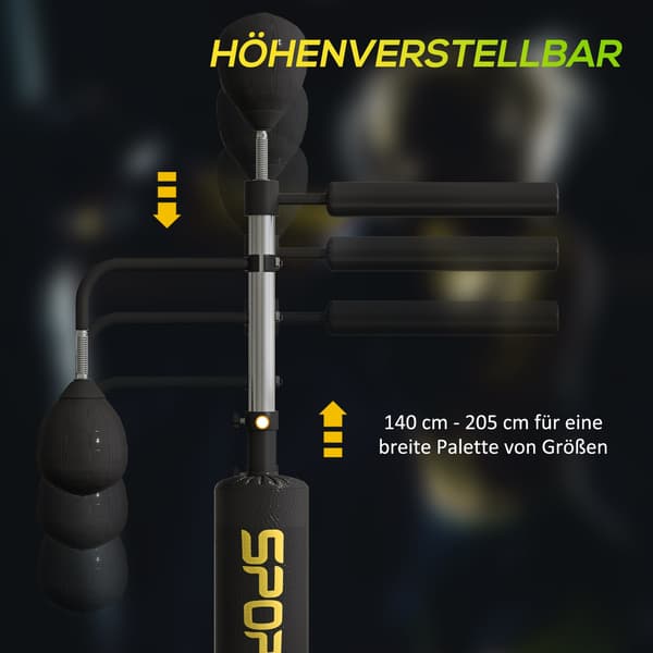 Justerbart boxningsställ med Speedballs, Kick Pad, Stål