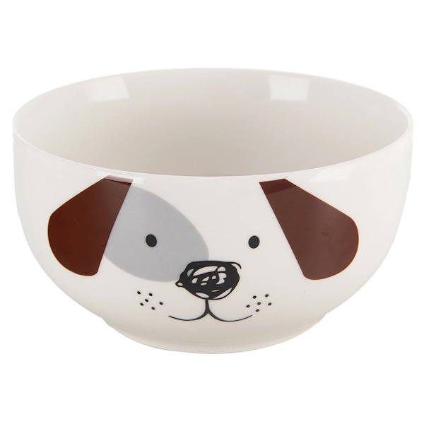 Barnmugg med skål, porslinshund, 2 st.