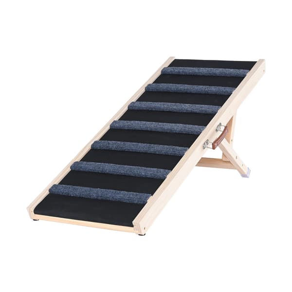 Sammenklappelig hunderampe, træ, 100 cm, justerbar 38-56 cm