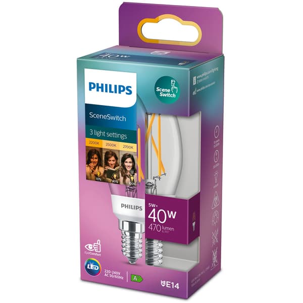 LED SceneSwitch E14 P45 Crown 40-18-9W Kirkas