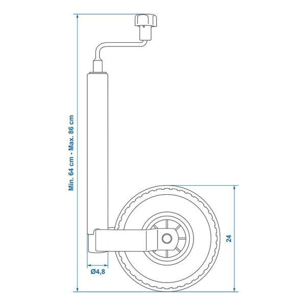 Jockey-pyörä 48mm muovivanne ilmarenkaalla 260x85mm