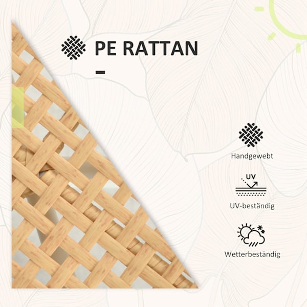Sæt med 3 havemøbelsæt i rattan med 2 havestole og sofabord, altanmøbler med hynder, til altan og terrasse, gul og creme
