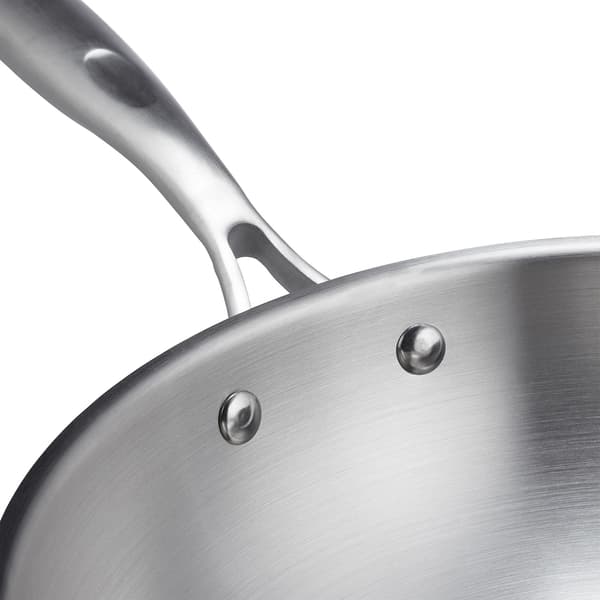 Wok i rustfrit stål med glaslåg