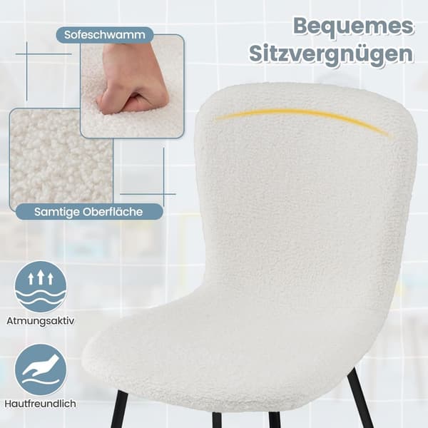 Matstolar Set om 4, Beige, Sammetskudde, Metallram