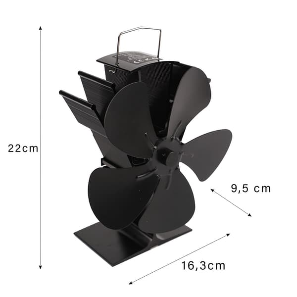 Öppen spisfläkt, 5-blads värmedriven