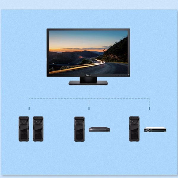 KVM switch 30357 to computere en tastatur mus og skærm sort