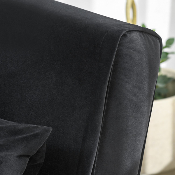 Sovestol Foldestol Sengefunktion Enkeltsofa Pude Gæsteseng Polstret Sofa Velvet Sort 77X88X83Cm