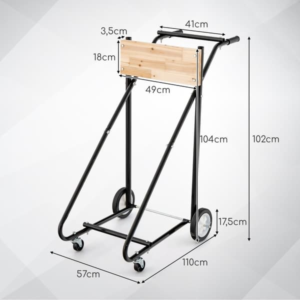 Perämoottoriteline pyörillä, 150 kg:n kapasiteetti