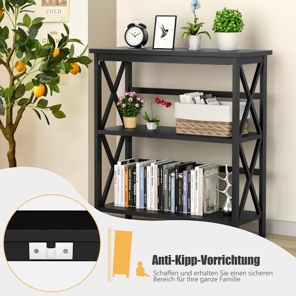Konsolbord i træ med tipsikring og robust stel Moderne sidebord 79 x 32 x 86 cm sort