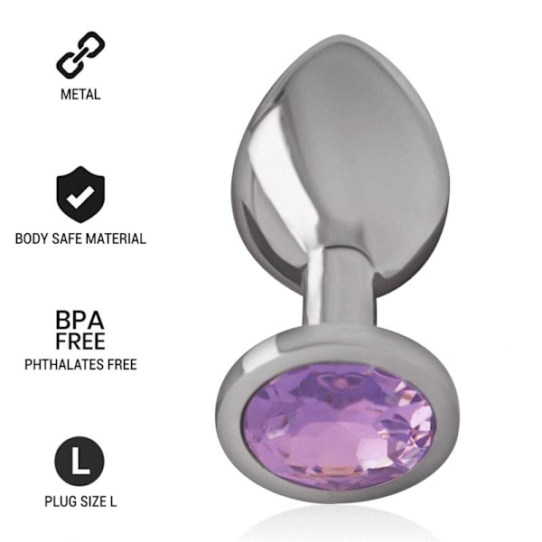 Intens - Aluminium metal analprop med violet krystal størrelse L